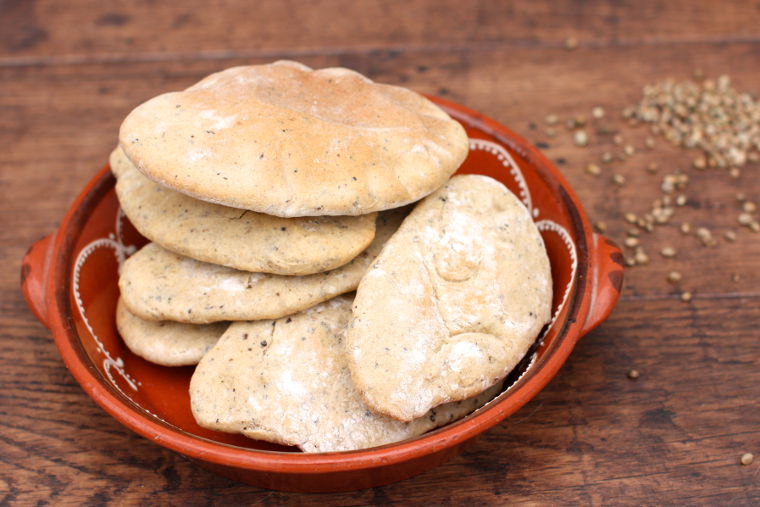 Spelt Pita Bread with Hemp Seeds Wild for food